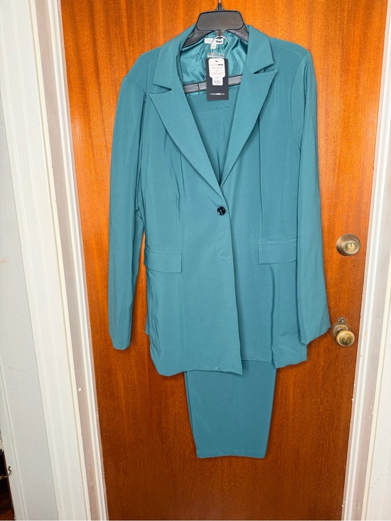Fashion Nova Pants - Fashion Nova Teal Women's Blazer Set